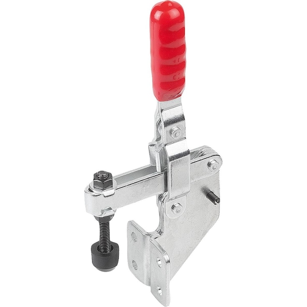 Toggle Clamp Vertical Std, Angled Foot F2=2000, Adj Clamping Spind M06X50, Steel Zinc Plated,